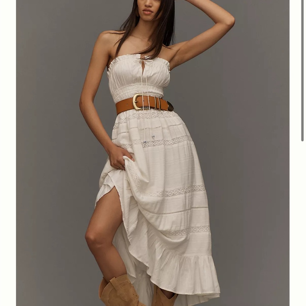 MAEVE STRAPLESS SMOCKED MIDI DRESS NWOT